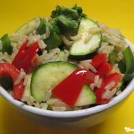 Paprika-Zucchini-Pfanne mit Reis
